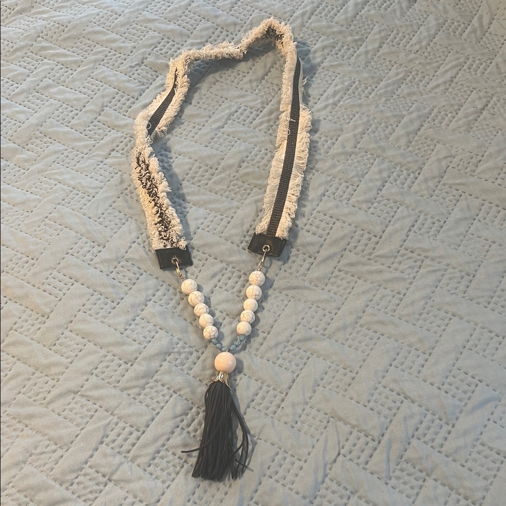 Plunder Black and White Tassel Necklace
